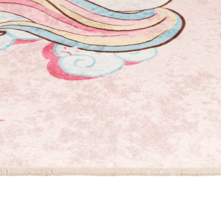 Kindervloerkleed Eenhoorn Wasbaar Antislip 160X230 Cm Groen Roze