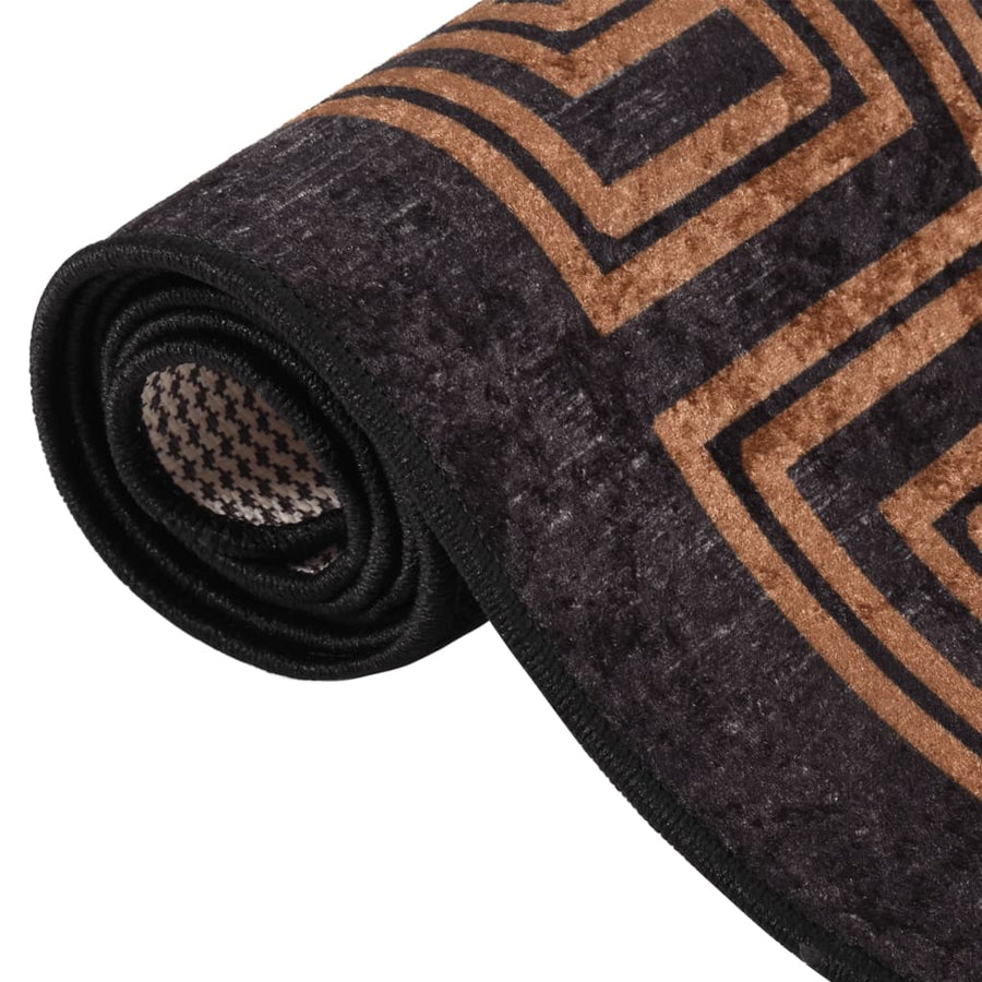 Vloerkleed Wasbaar Anti-Slip En Goudkleurig Zwart 400 x 300 cm