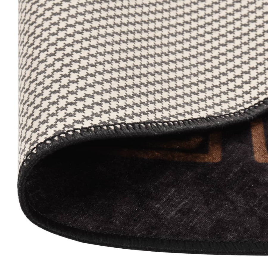 Vloerkleed Wasbaar Anti-Slip En Goudkleurig Zwart Ø 200 cm