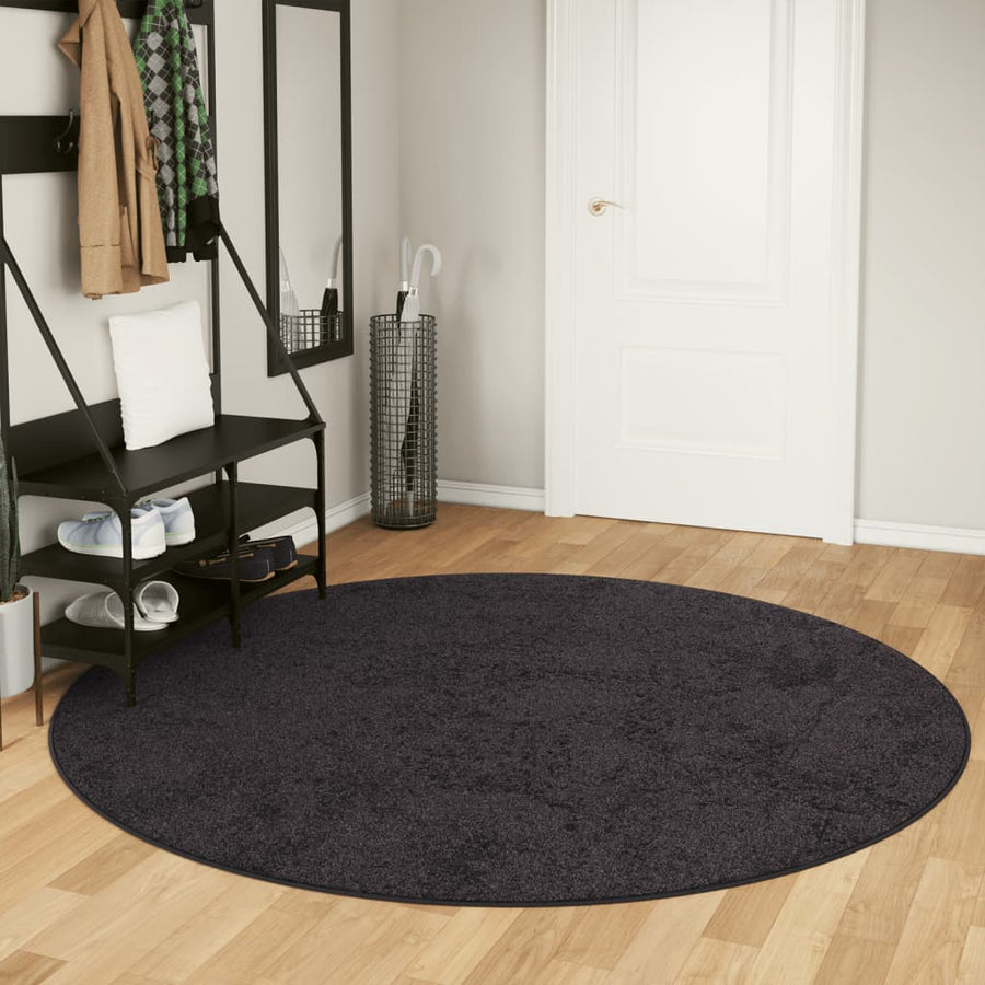 Vloerkleed Wasbaar Anti-Slip Kleurig Antraciet Ø 200 cm