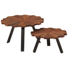 Coffee tables 2 pcs solid reclaimed wood and iron