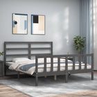 Bedframe Met Hoofdbord Massief Hout 160 x 200 cm Grijs