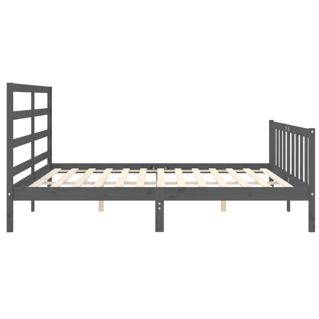 Bedframe Met Hoofdbord Massief Hout 200 x 200 cm Grijs