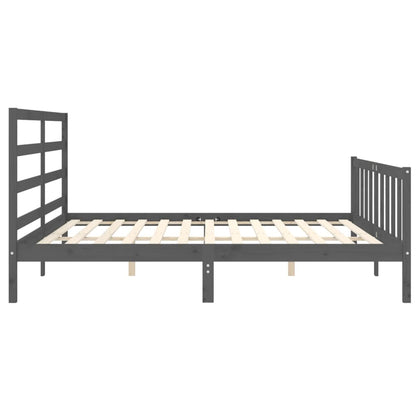 Bedframe Met Hoofdbord Massief Hout 200 x 200 cm Grijs