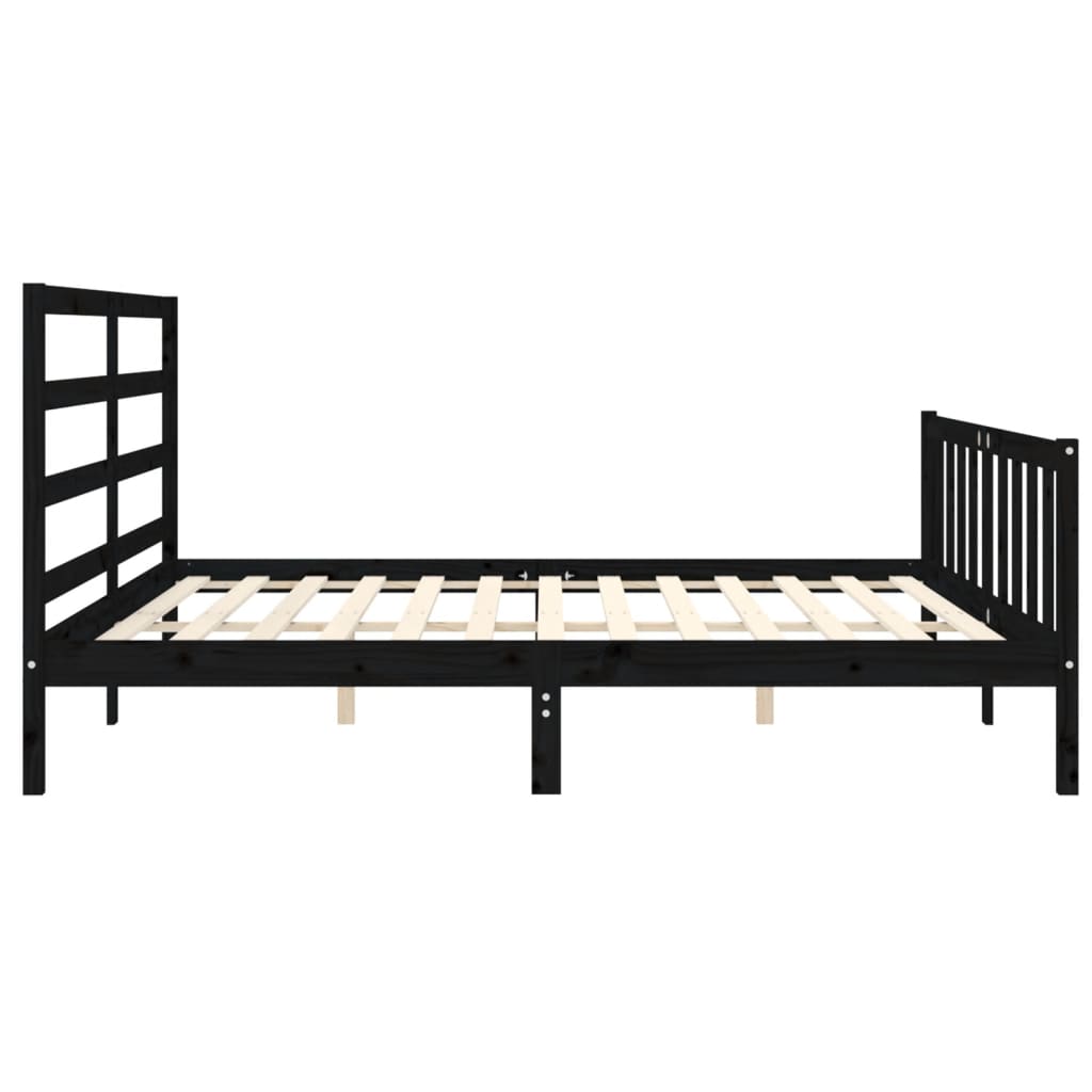 Bedframe Met Hoofdbord Massief Hout 200 x 200 cm Zwart