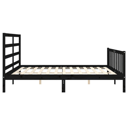 Bedframe Met Hoofdbord Massief Hout 200 x 200 cm Zwart