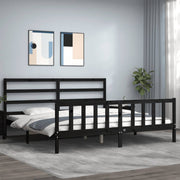 Bedframe massief hout zwart 200x200 cm