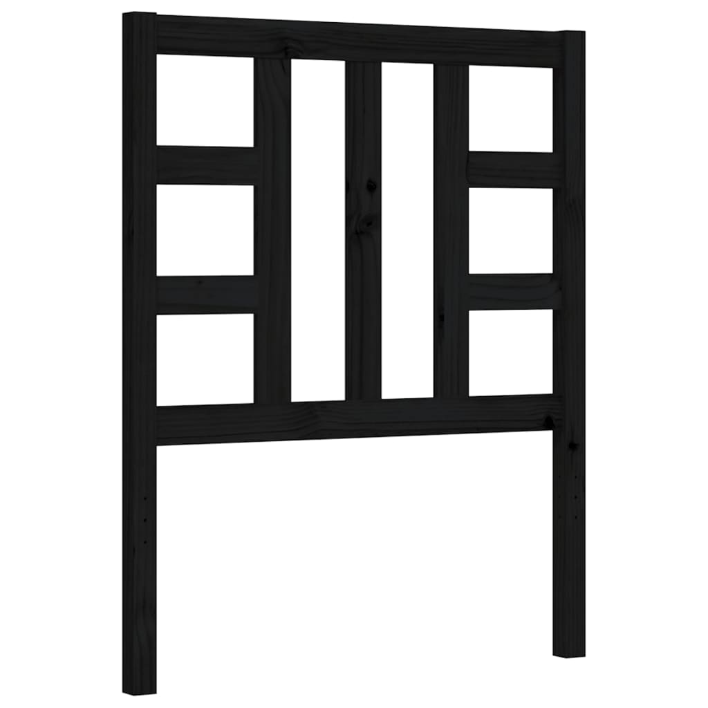 Bedframe Met Hoofdbord Massief Hout 2Ft6 Small Single 75 x 190 cm Zwart