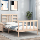 Bedframe Met Hoofdbord Massief Hout 100 x 200 cm Naturel