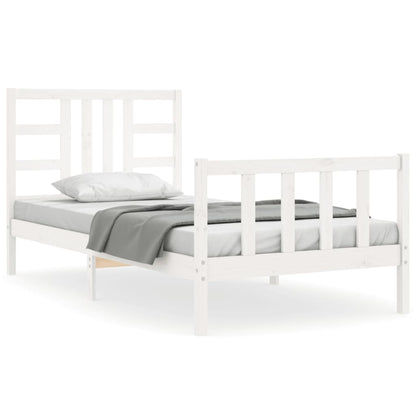 Bedframe Met Hoofdbord Massief Hout 100 x 200 cm Wit