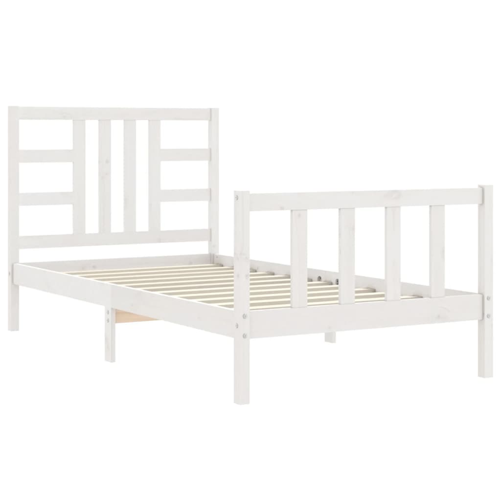 Bedframe Met Hoofdbord Massief Hout 100 x 200 cm Wit