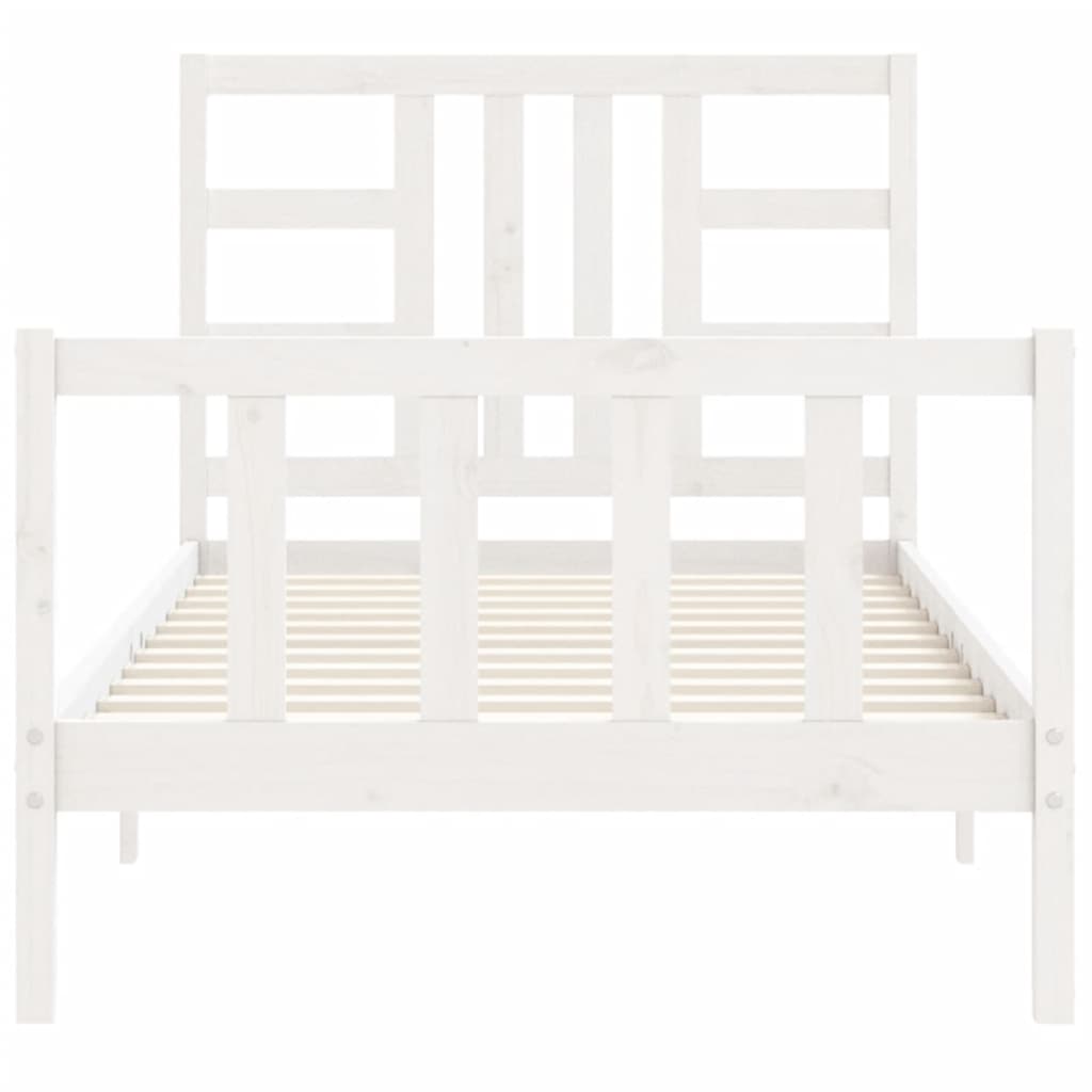 Bedframe Met Hoofdbord Massief Hout 100 x 200 cm Wit