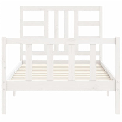 Bedframe Met Hoofdbord Massief Hout 100 x 200 cm Wit