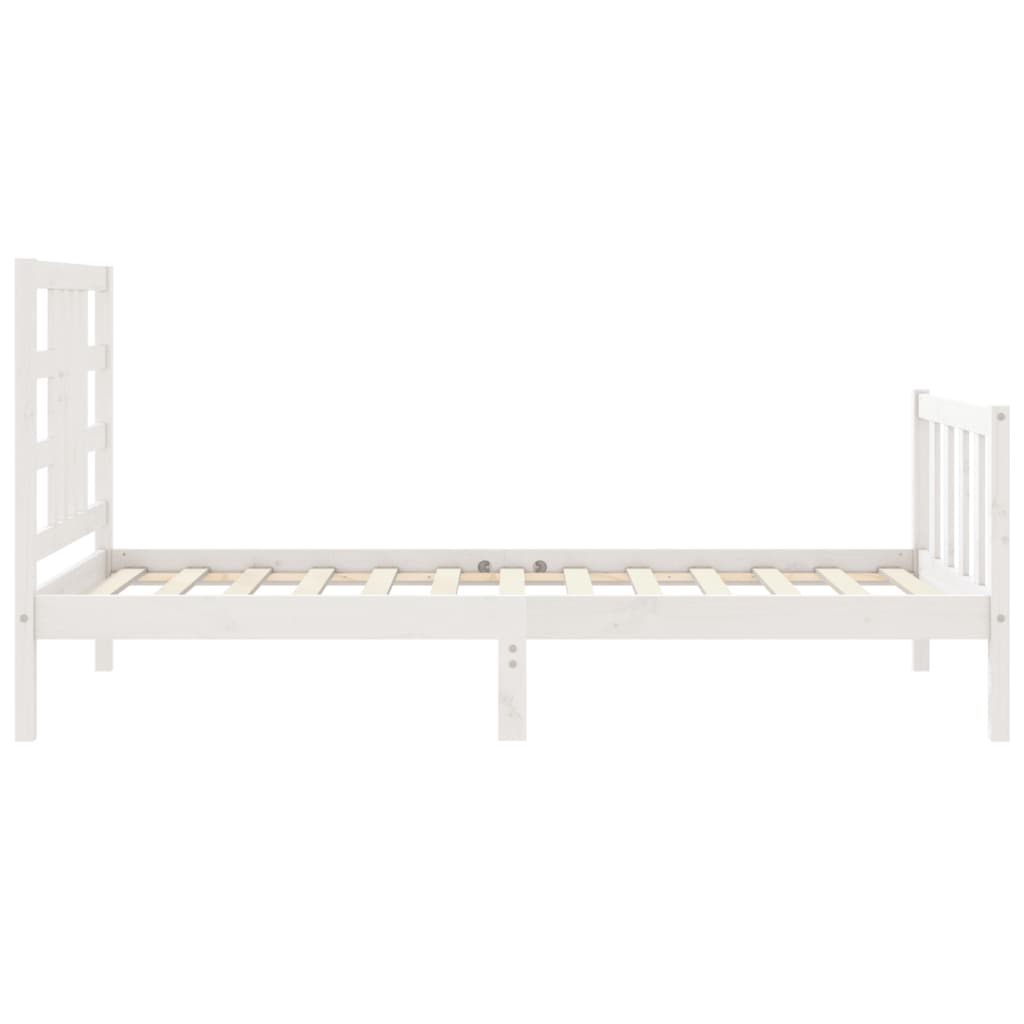 Bedframe Met Hoofdbord Massief Hout 100 x 200 cm Wit