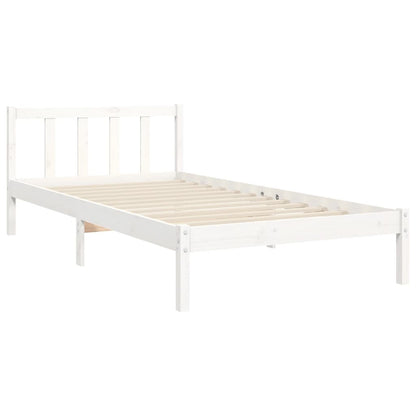 Bedframe Met Hoofdbord Massief Hout 100 x 200 cm Wit