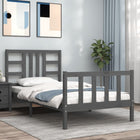 Bedframe Met Hoofdbord Massief Hout 100 x 200 cm Grijs