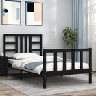 Bedframe Met Hoofdbord Massief Hout 100 x 200 cm Zwart