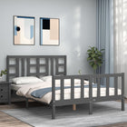 Bedframe Met Hoofdbord Massief Hout 160 x 200 cm Grijs