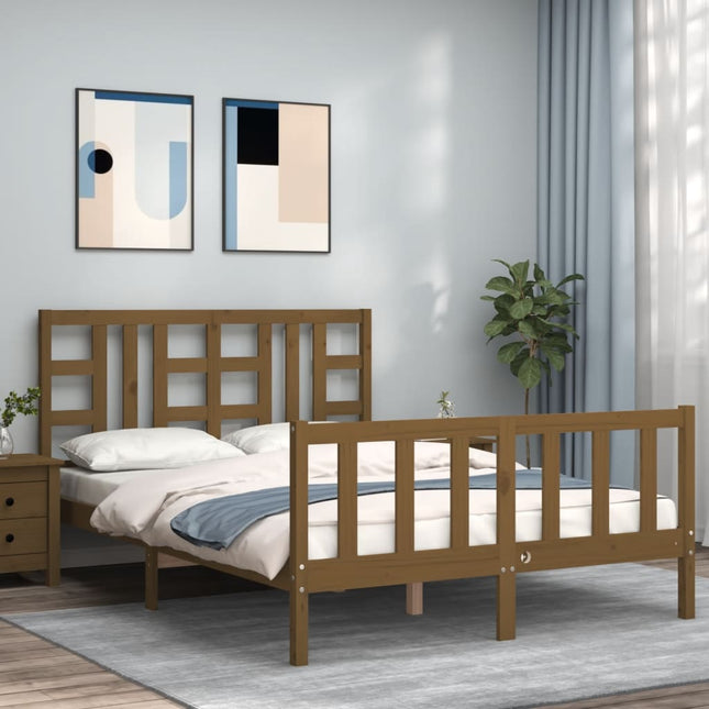 Bedframe Met Hoofdbord Hout 160 x 200 cm Honingbruin