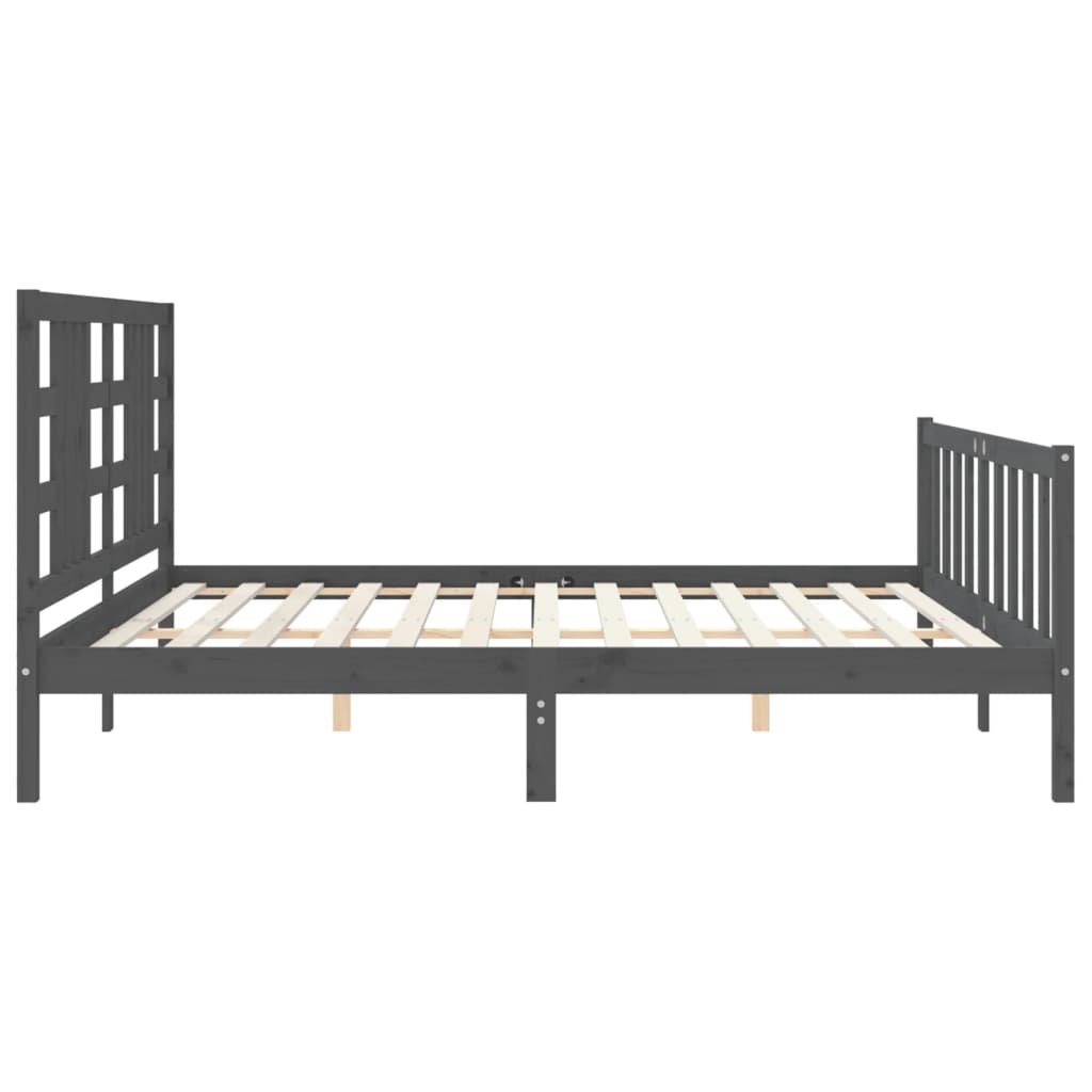 Bedframe Met Hoofdbord Massief Hout 200 x 200 cm Grijs