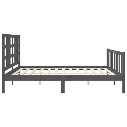 Bedframe Met Hoofdbord Massief Hout 200 x 200 cm Grijs