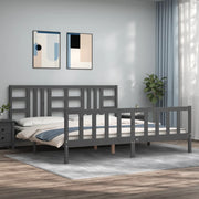 Bedframe massief hout grijs 200x200 cm