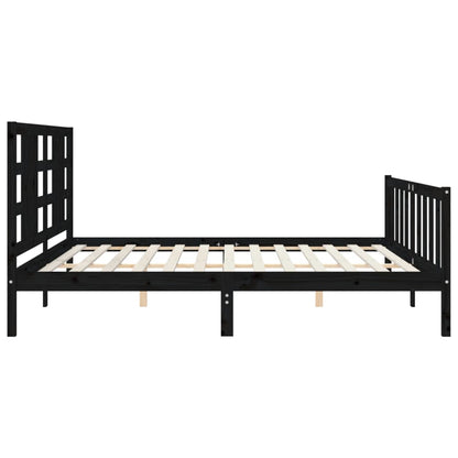 Bedframe Met Hoofdbord Massief Hout 200 x 200 cm Zwart