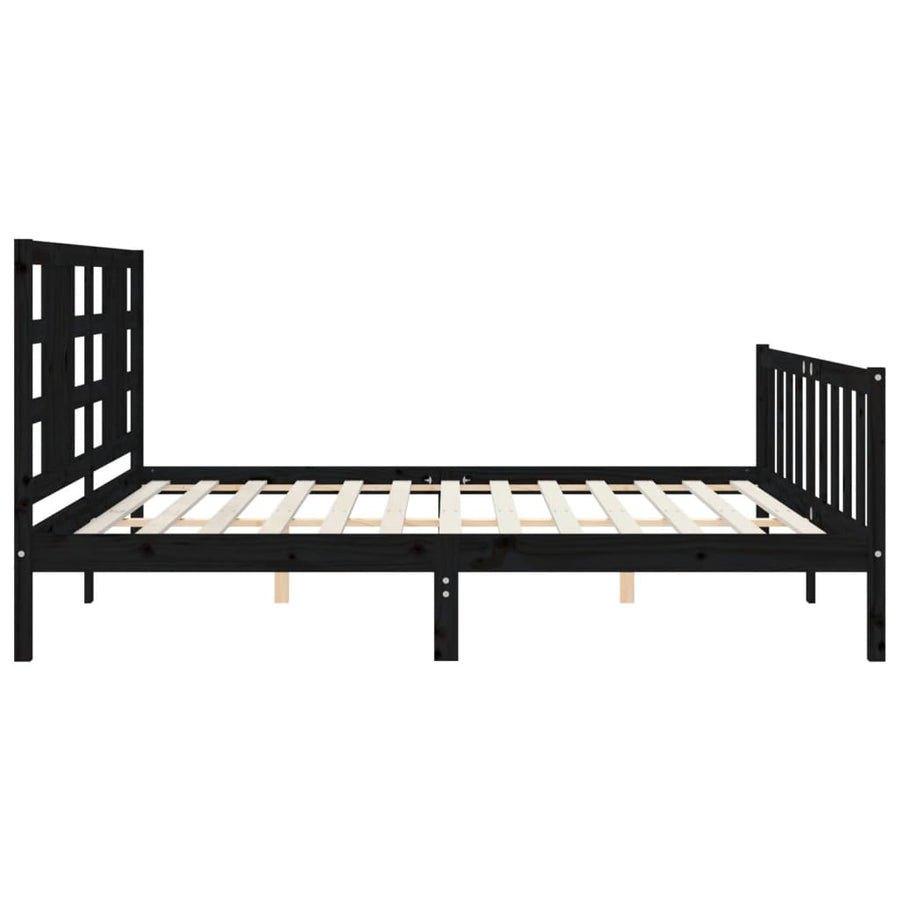 Bedframe Met Hoofdbord Massief Hout 200 x 200 cm Zwart