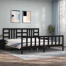 Bedframe Met Hoofdbord Massief Hout 200 x 200 cm Zwart