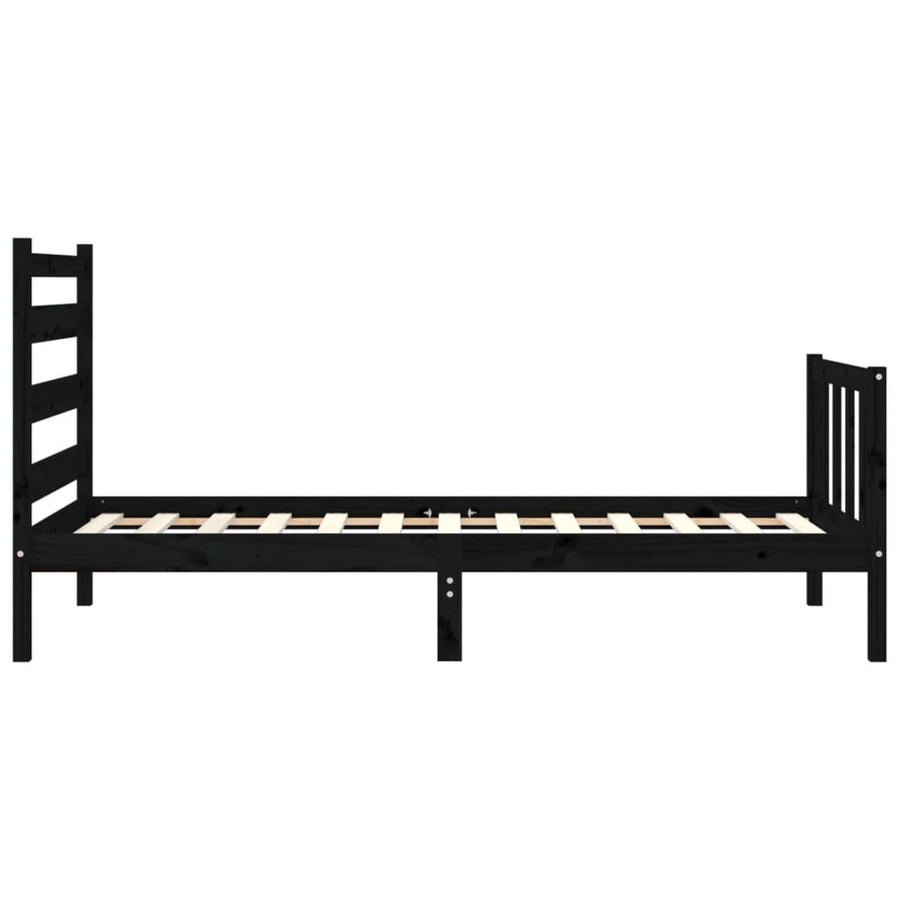 Bedframe Met Hoofdbord Massief Hout 2Ft6 Small Single 75 x 190 cm Zwart