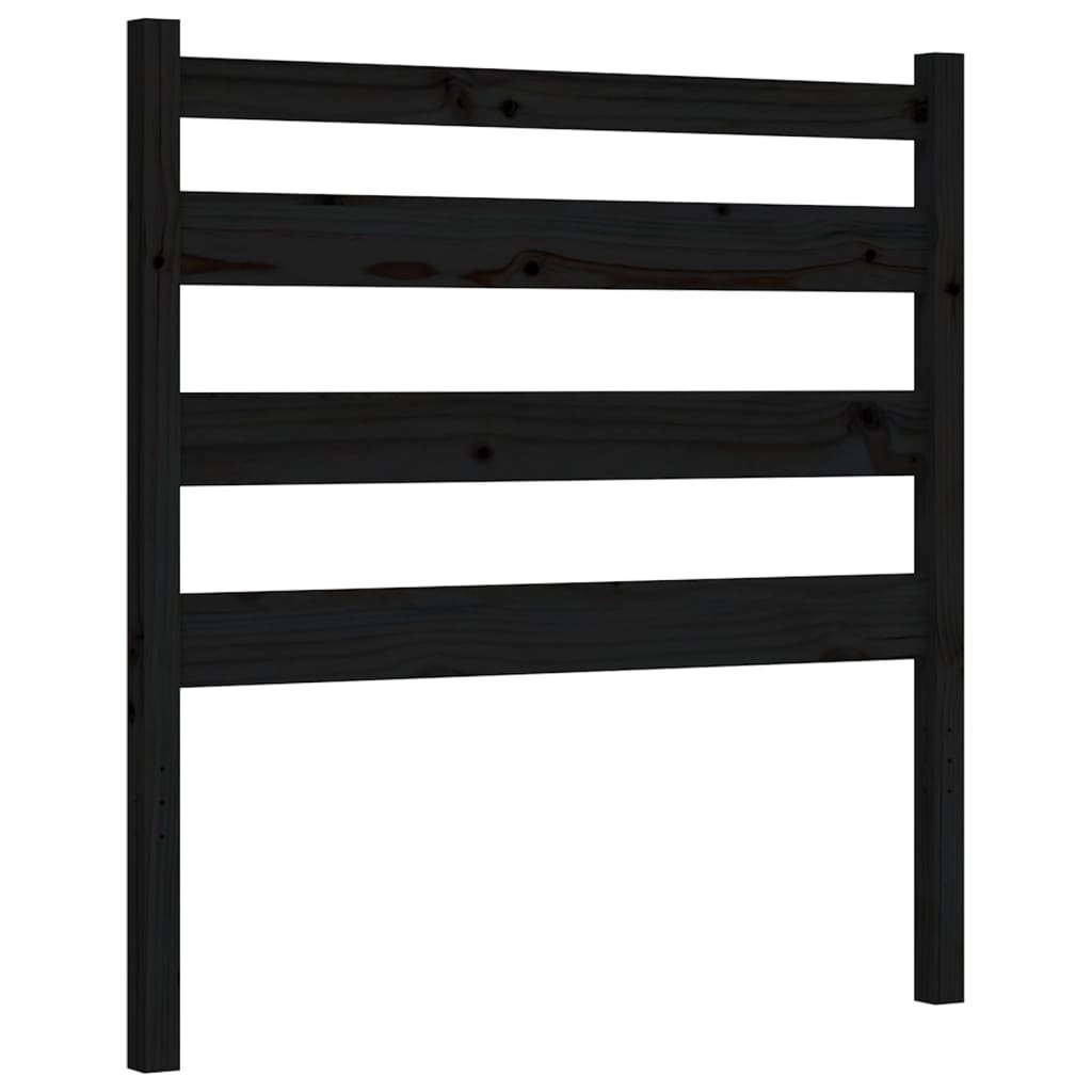 Bedframe Met Hoofdbord Massief Hout 2Ft6 Small Single 75 x 190 cm Zwart