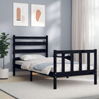 Bed frame with headboard solid wood black