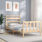 Bedframe Met Hoofdbord Massief Hout 100 x 200 cm Naturel