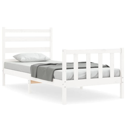 Bedframe Met Hoofdbord Massief Hout 100 x 200 cm Wit