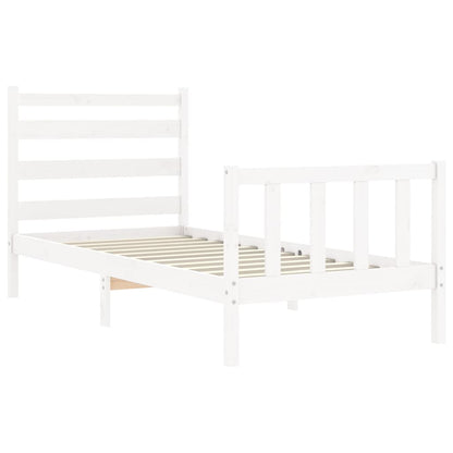 Bedframe Met Hoofdbord Massief Hout 100 x 200 cm Wit