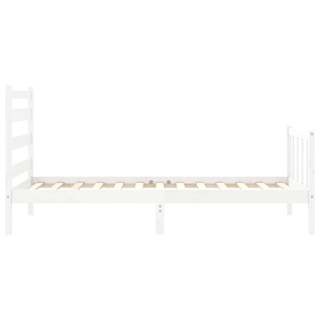 Bedframe Met Hoofdbord Massief Hout 100 x 200 cm Wit