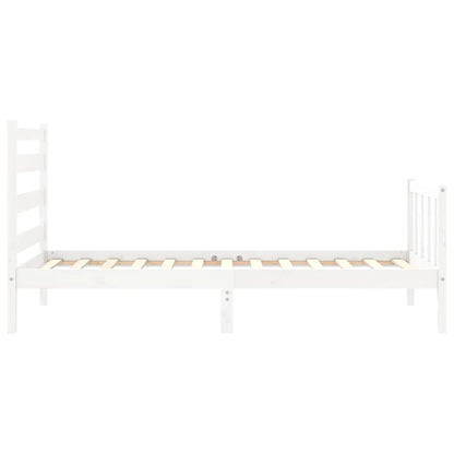 Bedframe Met Hoofdbord Massief Hout 100 x 200 cm Wit