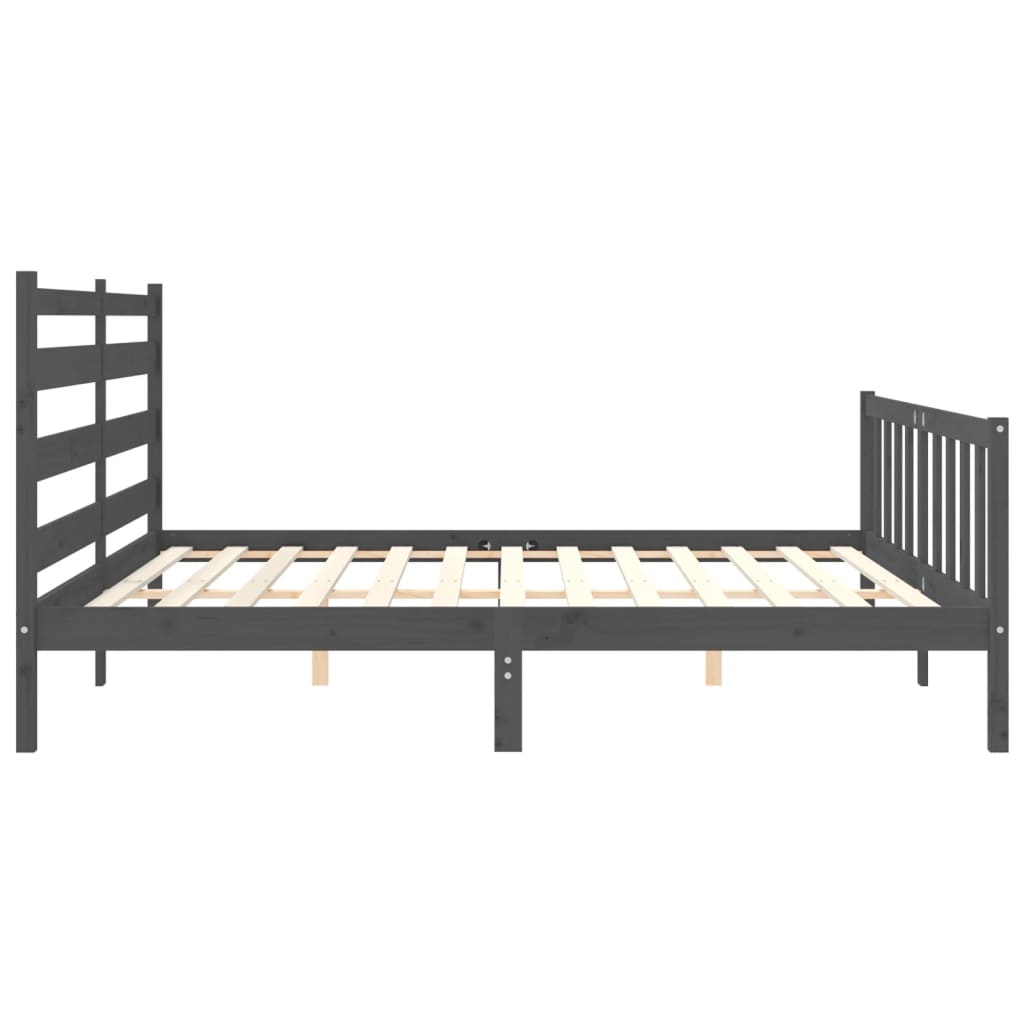 Bedframe Met Hoofdbord Massief Hout 200 x 200 cm Grijs