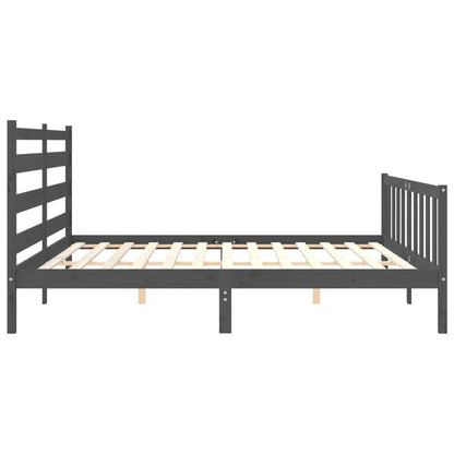 Bedframe Met Hoofdbord Massief Hout 200 x 200 cm Grijs