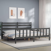 Bedframe massief hout grijs 200x200 cm