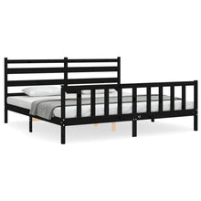 Bedframe Met Hoofdbord Massief Hout 200 x 200 cm Zwart