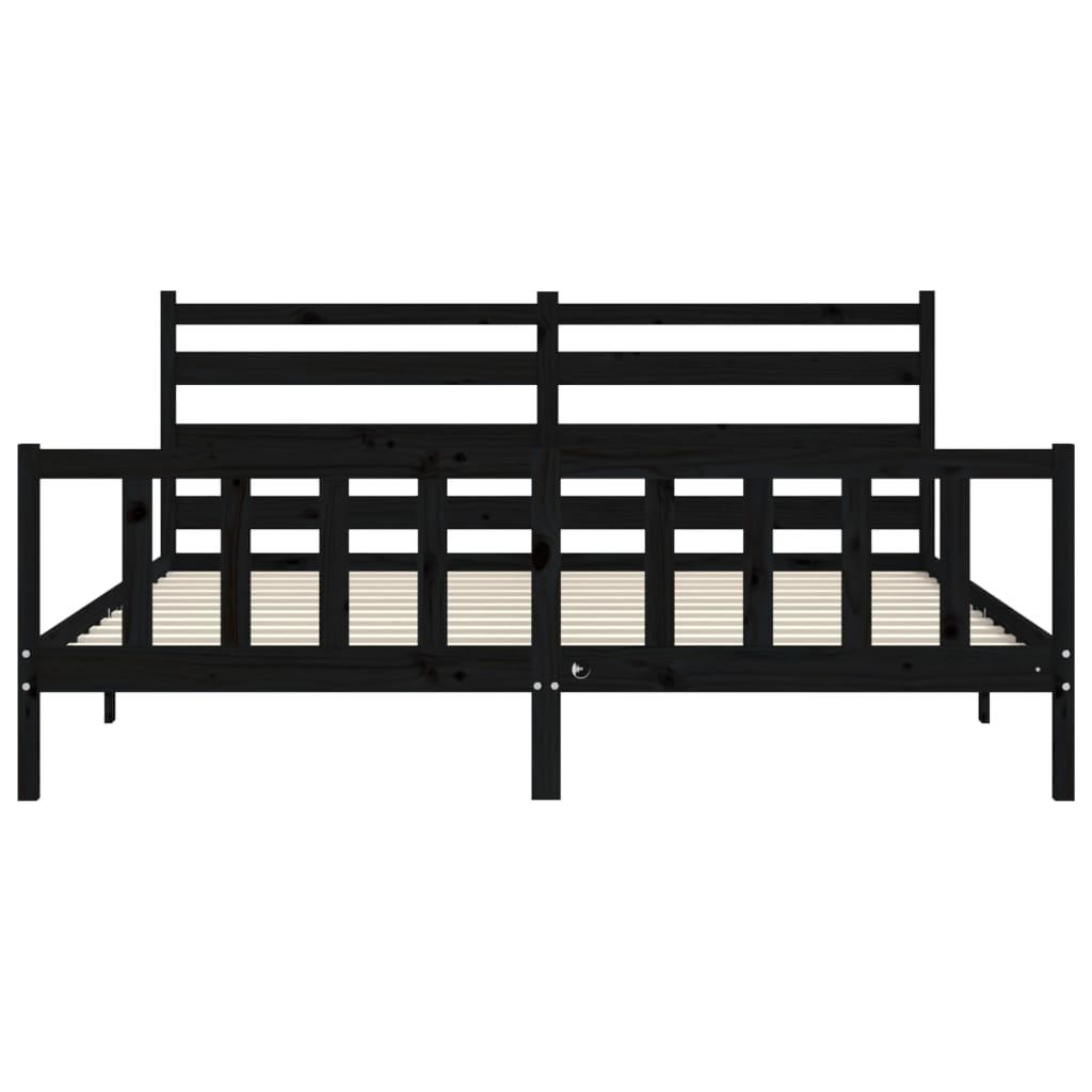 Bedframe Met Hoofdbord Massief Hout 200 x 200 cm Zwart