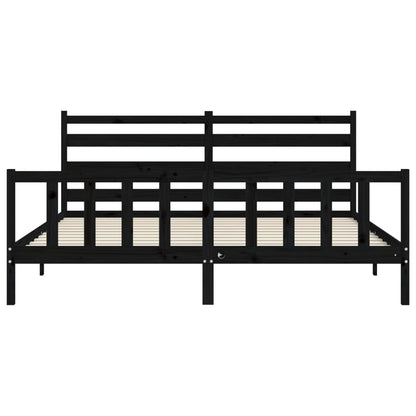 Bedframe Met Hoofdbord Massief Hout 200 x 200 cm Zwart