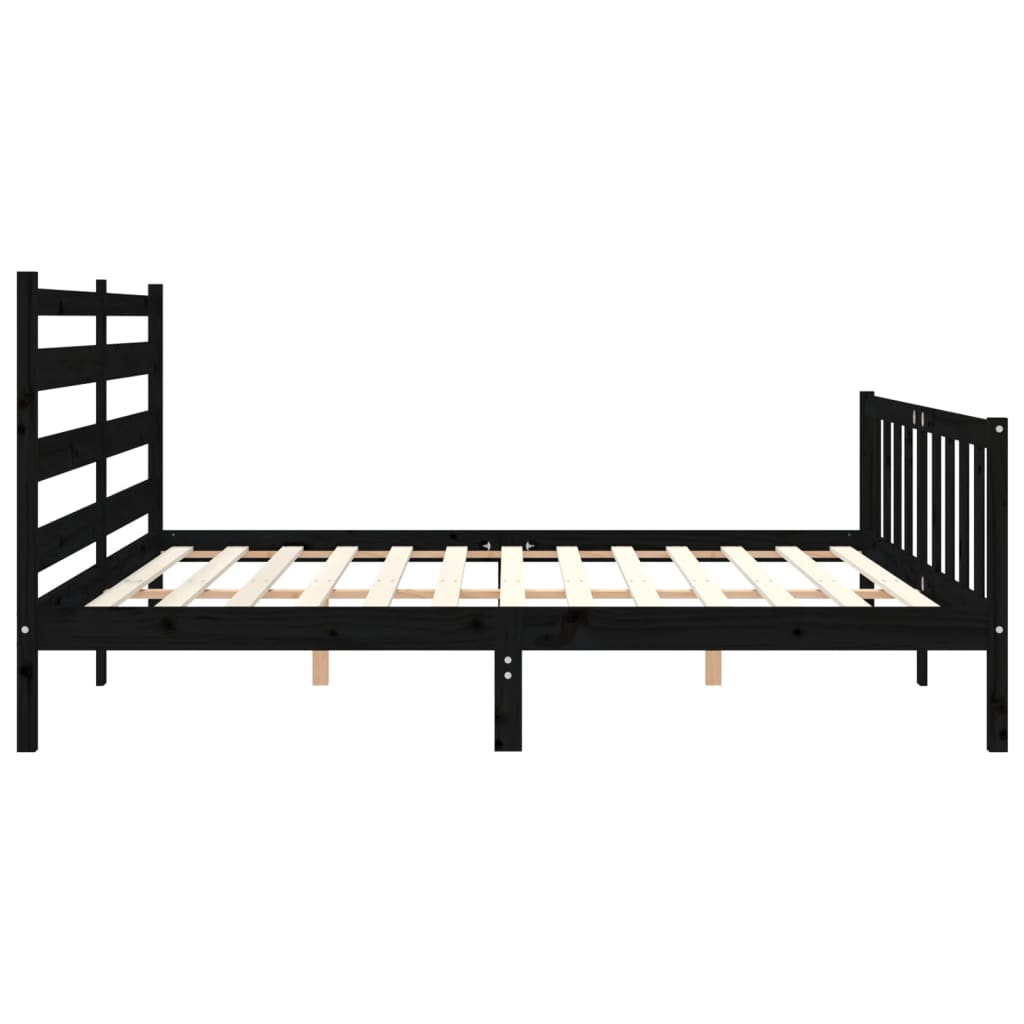 Bedframe Met Hoofdbord Massief Hout 200 x 200 cm Zwart