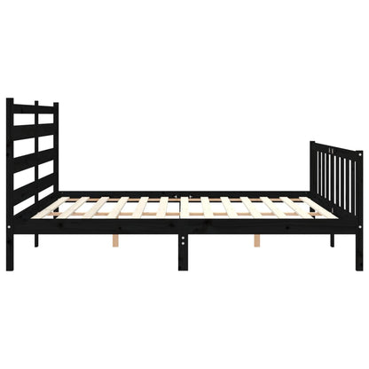 Bedframe Met Hoofdbord Massief Hout 200 x 200 cm Zwart