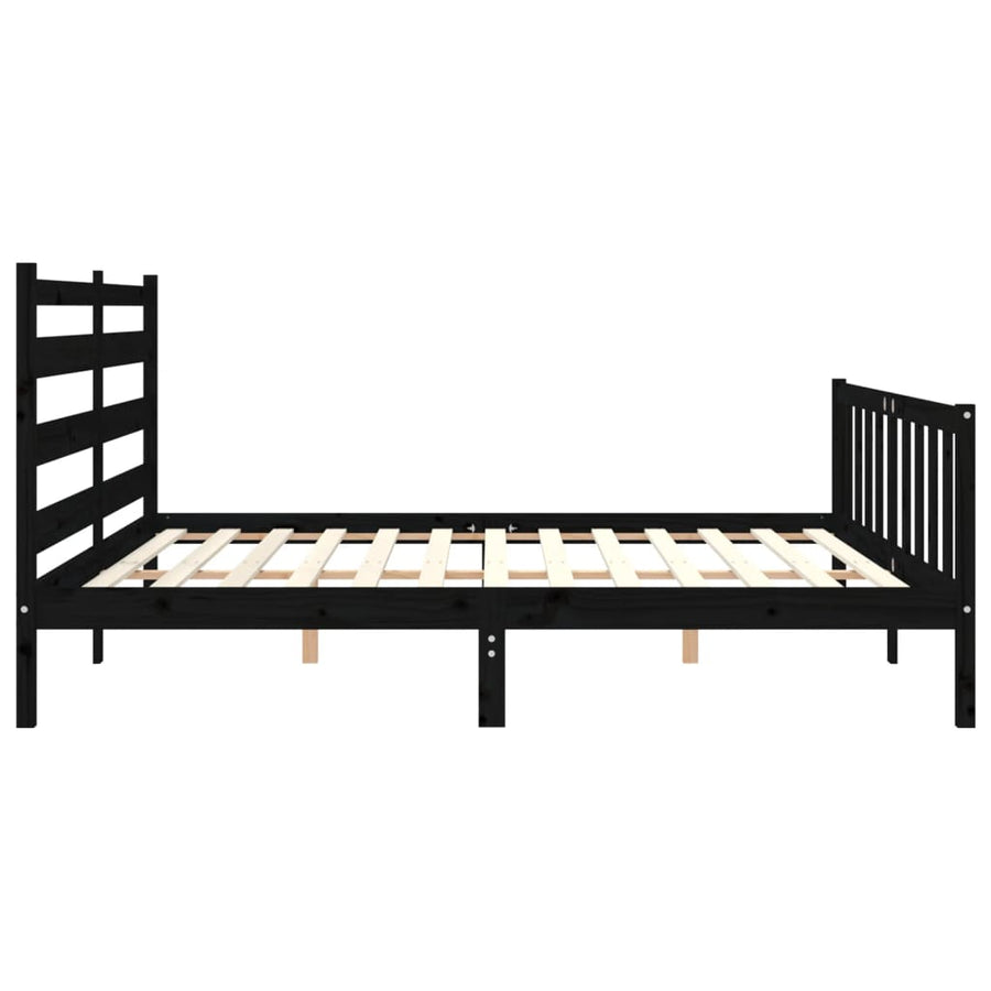 Bedframe Met Hoofdbord Massief Hout 200 x 200 cm Zwart