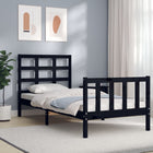 Bedframe massief grenenhout zwart 195x80 cm