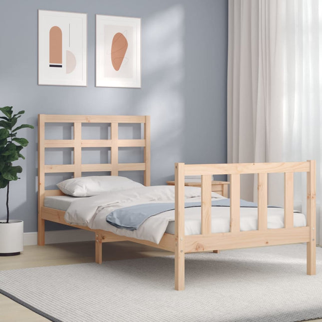 Bedframe Met Hoofdbord Massief Hout 100 x 200 cm Naturel