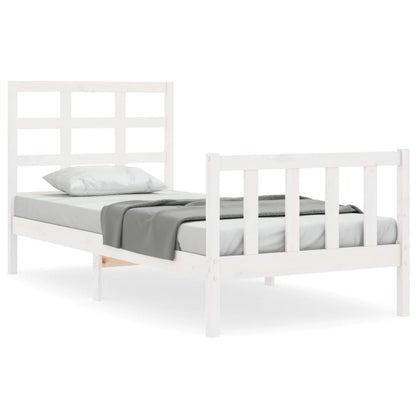 Bedframe Met Hoofdbord Massief Hout 100 x 200 cm Wit