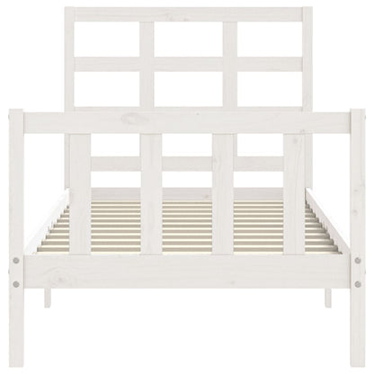 Bedframe Met Hoofdbord Massief Hout 100 x 200 cm Wit
